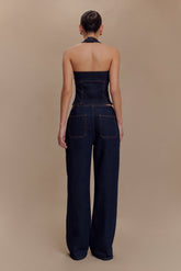 Dayna Denim Halter Top - Indigo Blue